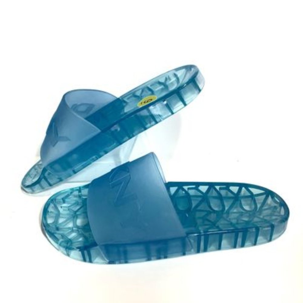DKNY Tenni Logo Detail Jelly Pool Slides (Size: 9)